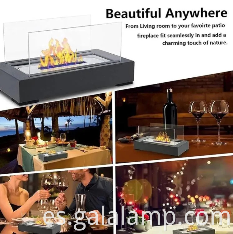 Luz de mesa de chimenea de bioetanol sin lámpara de requisito de ventilación